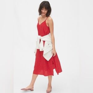GAP Polka Dot Tie-Back Cami Midi Dress Size Small Timeless Summer Dress